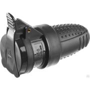 Розетка ЗУБР Профессионал электрическая обрезиненная, 16А/250В, IP44, черная