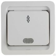 Выключатель СВЕТОЗАР ГАММА проходной одноклавишный, с подсветкой, цвет белый, 10А/~250В