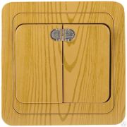 Выключатель СВЕТОЗАР ГАММА с подсветкой, двухклавишный, цвет ольха, 10A/~250B