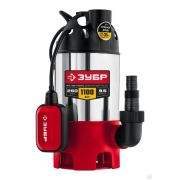 Дренажный насос для грязной воды ЗУБР, корпус - нерж сталь, 1100 Вт