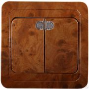 Выключатель СВЕТОЗАР ГАММА с подсветкой, двухклавишный, цвет орех, 10A/~250B