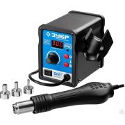 Термовоздушная паяльная станция ЗУБР цифровая 650Вт, 100-500°C, 120 л/мин, 3 насадки, керамический нагреватель, ПСТ-650