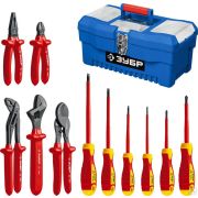 Набор Губцевый инструмент, диэлектрический, высоковольтный до ~1000В, 12предм, ЗУБР Профессионал 2214-H12