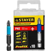 Бита STAYER PROFESSIONAL ProFix Phillips, тип хвостовика E 1/4, № 2, L=50 мм, 10 шт