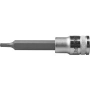 Торцовая бита-головка KRAFTOOL INDUSTRIE QUALITAT, удлиненная, материал S2, HEX, сатинированная, 1/2, H3