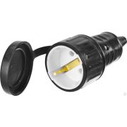 Розетка СИБИН электрическая ударопрочная, с заземлением, 16А/220В, IP44, черная