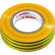 Изолента ПВХ, 20 м х 19 мм ЗУБР Электрик-20 желто-зеленая