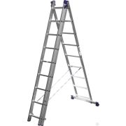 Трехсекционная лестница СИБИН, 9 ступеней, со стабилизатором, алюминиевая
