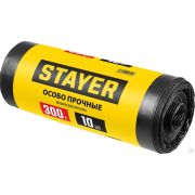 Строительные мусорные мешки STAYER 300л, 10 шт, особопрочные, чёрные, HEAVY DUTY