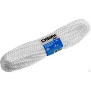 Шнур вязаный полипропиленовый СИБИН с сердечником, белый, длина 20 метров, диаметр 5 мм