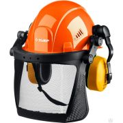 Защитная каска ЗУБР ТРИАДА наушники SNR=27дБ, сетчатый экран 190х339 мм, в комплекте с наушниками и защитным экраном