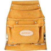 Сумка поясная STAYER PROFESSIONAL для инструментов, кожаная, 10 карманов, 2 скобы
