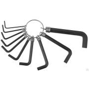 Набор DEXX Ключи имбусовые, оксидированные, на кольце, HEX, 1,5-2-2,5-3-3,5-4-5-5,5-6-8, 10 шт