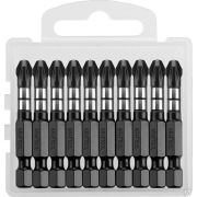 Бита KRAFTOOL Impact Pro, Pozidriv, тип хвостовика E 1/4, PZ3, 50 мм, 10 шт, в пластиковом боксе