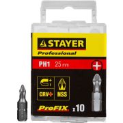 Бита STAYER PROFESSIONAL ProFix Phillips, тип хвостовика C 1/4, № 1, L=25 мм, 10 шт