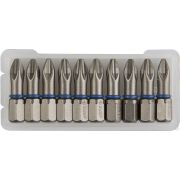 Бита ЗУБР ЭКСПЕРТ торсионные кованые, обточенные, хромомолибденовая сталь, тип хвостовика C 1/4, PH2, 25 мм, 10 шт