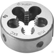 Плашка, сталь 9ХС, круглая ручная ЗУБР М18x25 мм