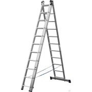 Трехсекционная лестница СИБИН, 11 ступеней, со стабилизатором, алюминиевая