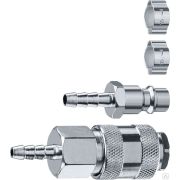 Набор штуцер елочка 6 мм - рапид муфта + рапид штуцер- штуцер елочка 6 мм + обжимные хомуты 2 шт ЗУБР Профессионал