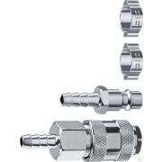 Набор штуцер елочка 8 мм - рапид муфта + рапид штуцер- штуцер елочка 8 мм + обжимные хомуты 2 шт ЗУБР Профессионал