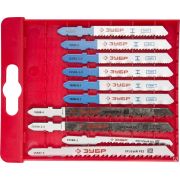 Набор ЗУБР ЭКСПЕРТ Полотна для эл/лобзика, по дер и мет, T-хвост, пластбокс, 10 шт