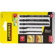 Набор STAYER PROFI Полотна SUPER №1 для эл/лобзика, по дереву, T-хвост, 5 шт