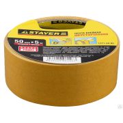 Двухсторонняя клейкая лента на полипропиленовой основе, STAYER 1221-50-05, 50 мм х 5 м