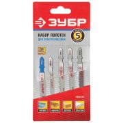 Набор ЗУБР Мастер Полотна для эл/лобзика, по дереву и металлу, T-хвост, 5 шт