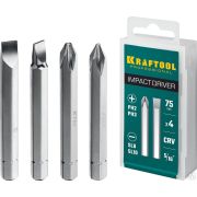 Бита для ударной отвертки 4 шт 75 мм, KRAFTOOL