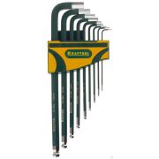 Набор ключей имбусовых KRAFTOOL INDUSTRIE длинные шарик Cr-Mo сталь S2 хром покрыт с противоск напыл HEX1,5-10 мм9 шт