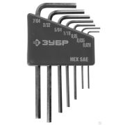 Набор ключей имбусовых ЗУБРЭКСПЕРТМИНИ для точных работ, Cr-V, HEX SAE 0,028,0,035,0,05,1/16,5/64,3/32,7/64 дюйма,7 шт