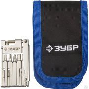 Набор ЗУБР ЭКСПЕРТ для обслуживания велосипеда складной мультитул 11-в-1, комплект для ремонта шин,16-в-1, в чехле