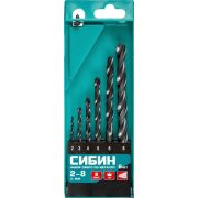 Набор сверл по металлу СИБИН 6 шт 2-8 мм,, быстрорежущая сталь, класс В