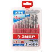Набор сверл по металлу ЗУБР 19 шт 1-10 мм,, сталь Р6М5, класс А