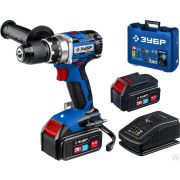 Дрель-шуруповерт ЗУБР 20В бесщеточная, 2 АКБ 4Ач, в кейсе, Профессионал DB-201-42