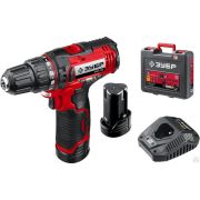 Дрель-шуруповерт ЗУБР 12В, 2 АКБ 2Ач, в кейсе, ДШЛ-125-22