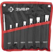 Набор ЗУБР Мастер Ключи торцовые, трубчатые двухсторонние, 6-17 мм, с воротком, 7 шт
