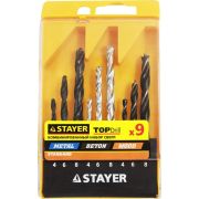 Дерево 4-6-8 мм, металл 4-6-8 мм, бетон 4-6-8 мм, сверла комбинированные STAYER