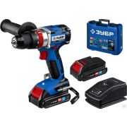 Дрель-шуруповерт ЗУБР 20В бесщеточная ударная, 2 АКБ 2Ач, в кейсе, Профессионал DBS-201-22