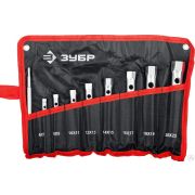 Набор ЗУБР Мастер Ключи торцовые, трубчатые двухсторонние, 6-22 мм, с воротком, 9 шт