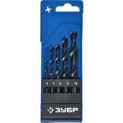 Набор спиральных сверл по деревуЗУБР 5 шт 4-5-6-8-10 мм,, М-образная заточка