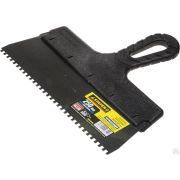 Шпатель STAYER PROFESSIONAL нержавеющий зубчатый с пластмассовой ручкой, 250 мм, зуб 4х4 мм