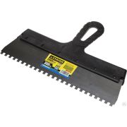 Шпатель STAYER PROFESSIONAL нержавеющий зубчатый с пластмассовой ручкой, 300 мм, зуб 6х6 мм