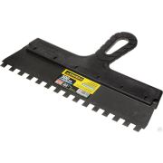 Шпатель STAYER PROFESSIONAL нержавеющий зубчатый с пластмассовой ручкой, 300 мм, зуб 10х10 мм