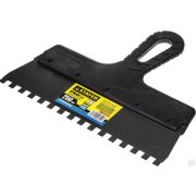 Шпатель STAYER PROFESSIONAL нержавеющий зубчатый с пластмассовой ручкой, 250 мм, зуб 8х8 мм