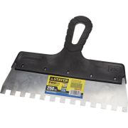 Шпатель STAYER PROFESSIONAL нержавеющий зубчатый с пластмассовой ручкой, 250 мм, зуб 10х10 мм