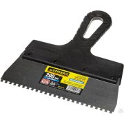 Шпатель STAYER PROFESSIONAL нержавеющий зубчатый с пластмассовой ручкой, 200 мм, зуб 4х4 мм