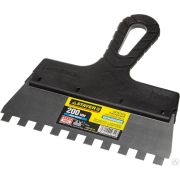 Шпатель STAYER PROFESSIONAL нержавеющий зубчатый с пластмассовой ручкой, 200 мм, зуб 10х10 мм