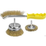 Набор щеток-крацовок, витая стальная латунированная проволока 0,3 мм, дисковая 50 мм, PROFESSIONAL