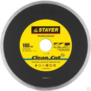 Диск алмазный отрезной Clean Cut 180 мм сплошной по керамограниту, мрамору, плитке, STAYER Professional
